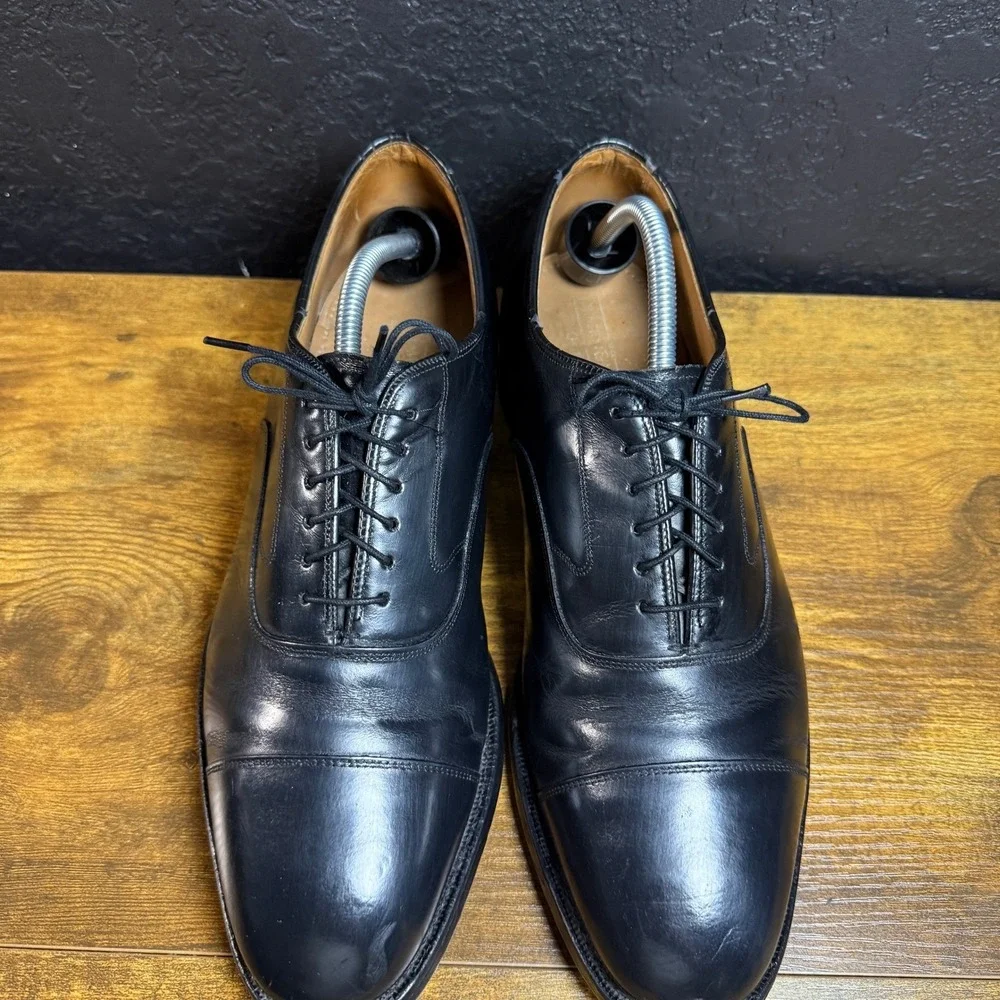 Johnston‎ & Murphy Optima Black Leather Cap Toe Oxford Dress Shoes Mens 10.5 D